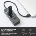 موزع USB 3.0 بـ4 منافذ فائق السرعة Plug and Play